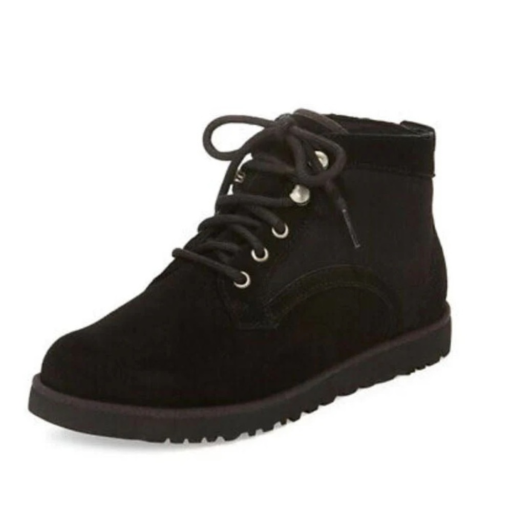 UGG BETHANY BOOTS BLACK SUEDE SHEEPSKIN WOMEN’S LACE UP BOOTS SIZE 8.5